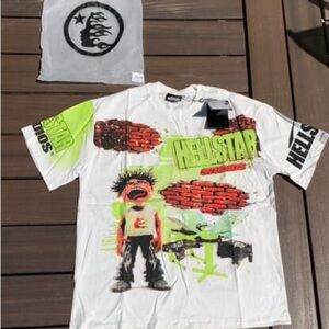 Green and White hellstar Short Sleeve Tee